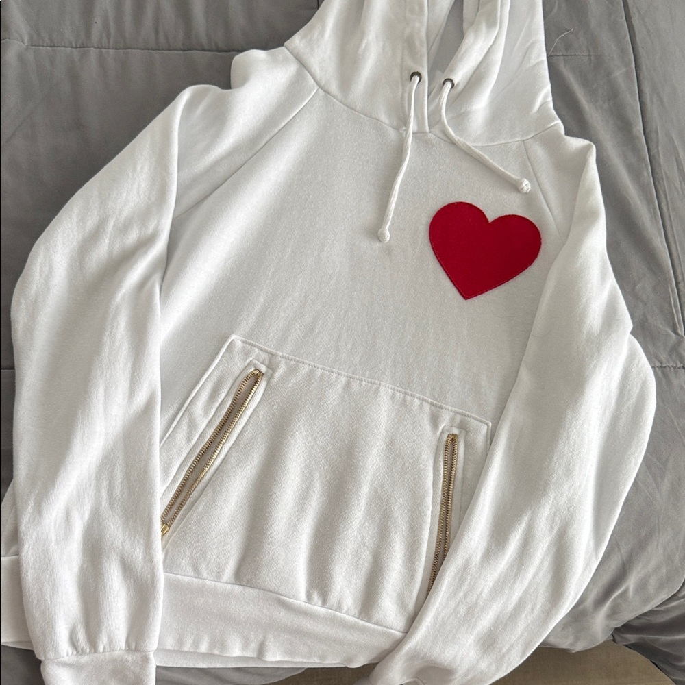 Aviator Nation White Hoodie with Red Heart size small